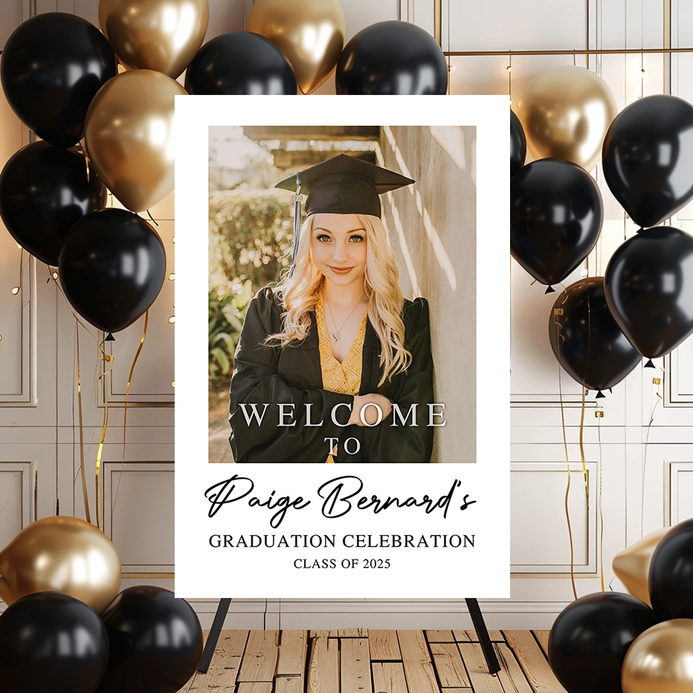 Custom Class Of 2025 - Graduation Party Welcome Sign - Custom Photo Grad Party Sign - Personalized Graduation Decoration - Graduation Sign