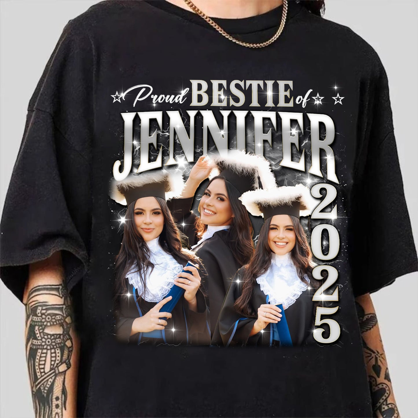 Proud Family Of 2025 Graduation Personalized T-Shirt  - Personalized Custom Unisex T-Shirt