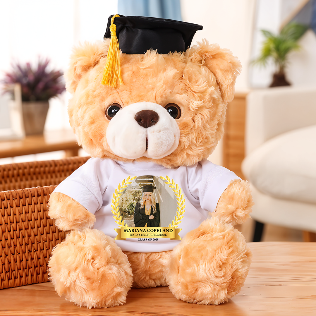 Graduation Celebration Class Of 2025 Congrats Graduate Bear With Cap - Teddy Bear With Personalized Shirt