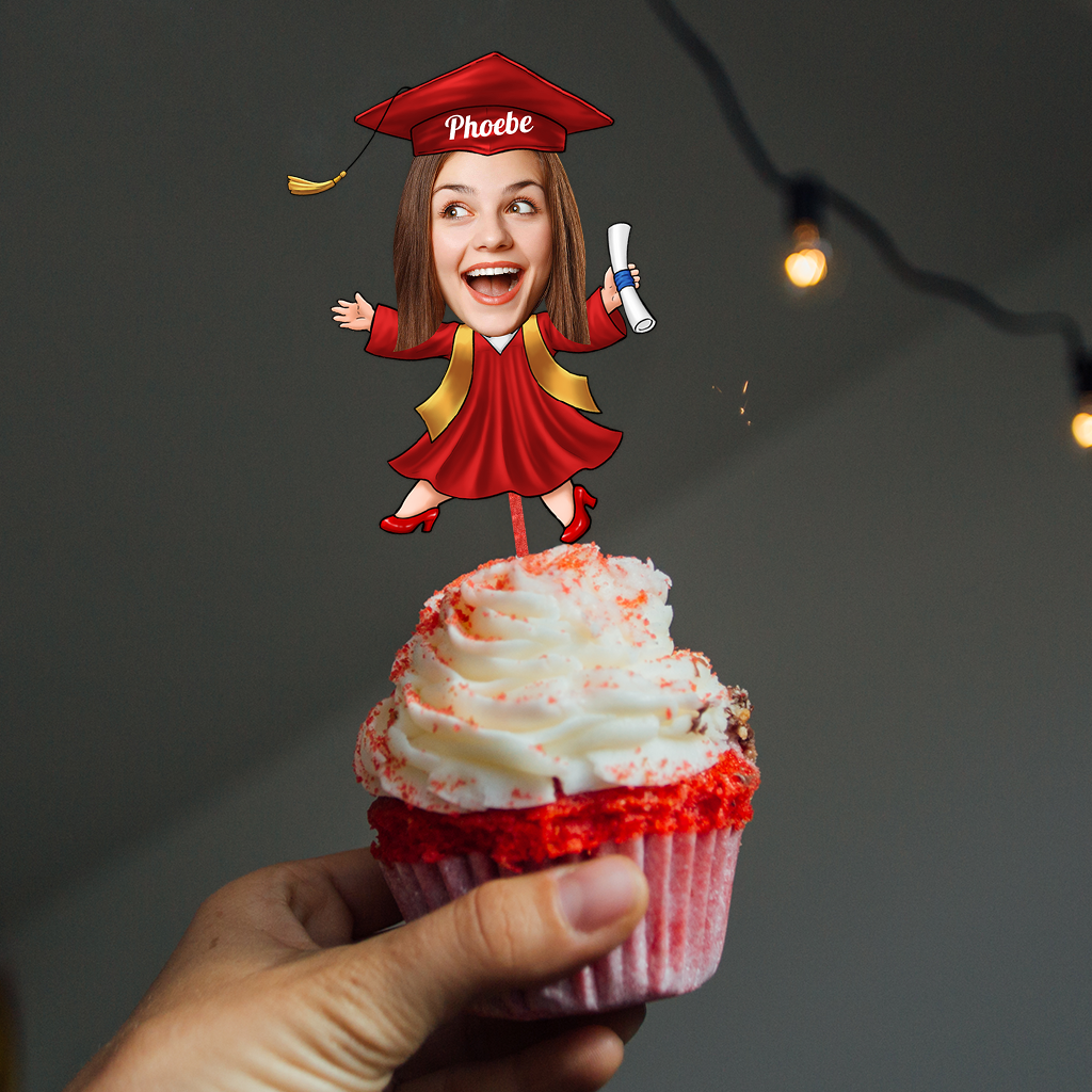 Custom Face Class of 2025 Cupcake Topper - Cake Topper Only Paper