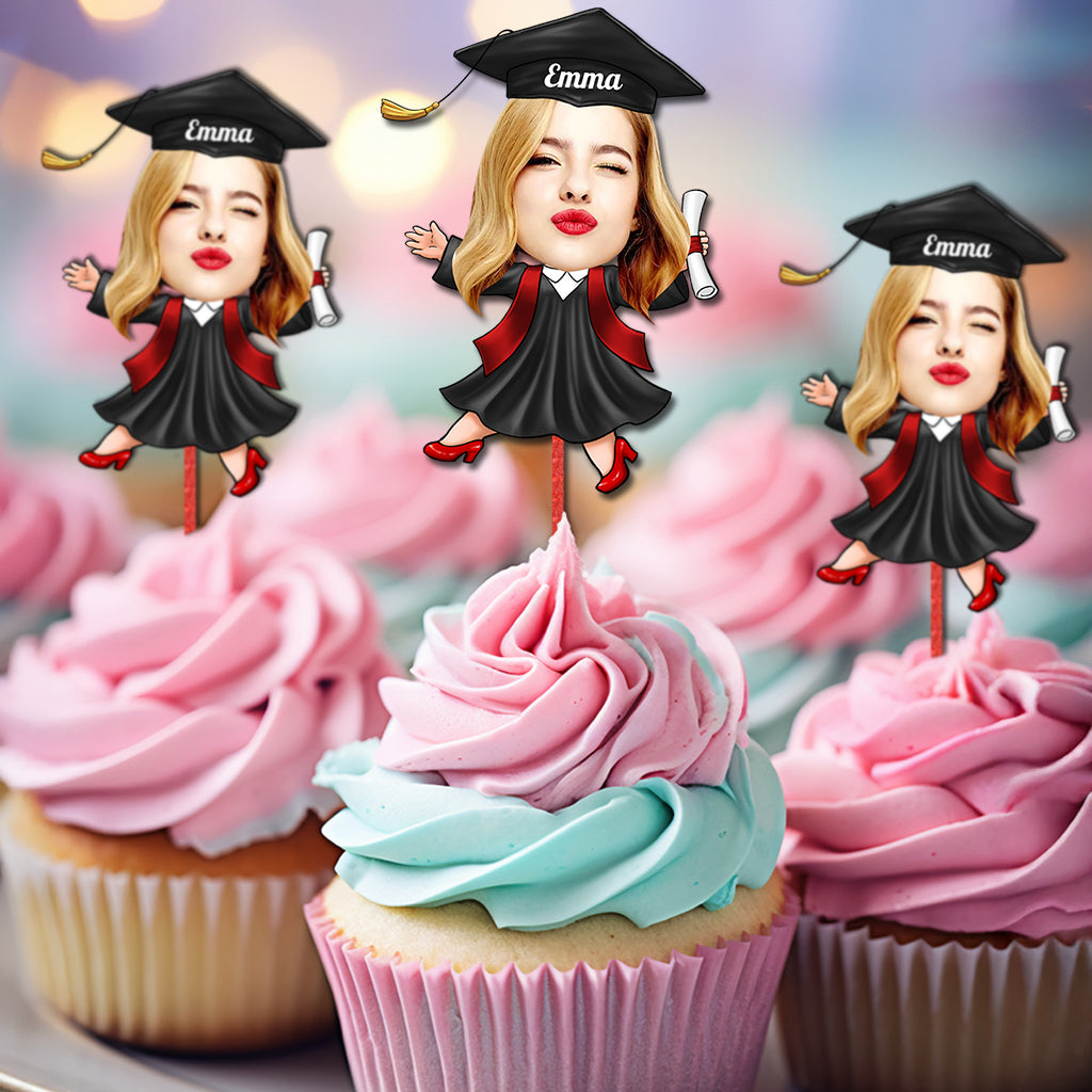 Custom Face Class of 2025 Cupcake Topper - Cake Topper Only Paper
