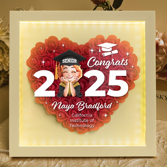 Class of 2025 Graduation LED Flowers Box - Personalized Flower Shadow Box