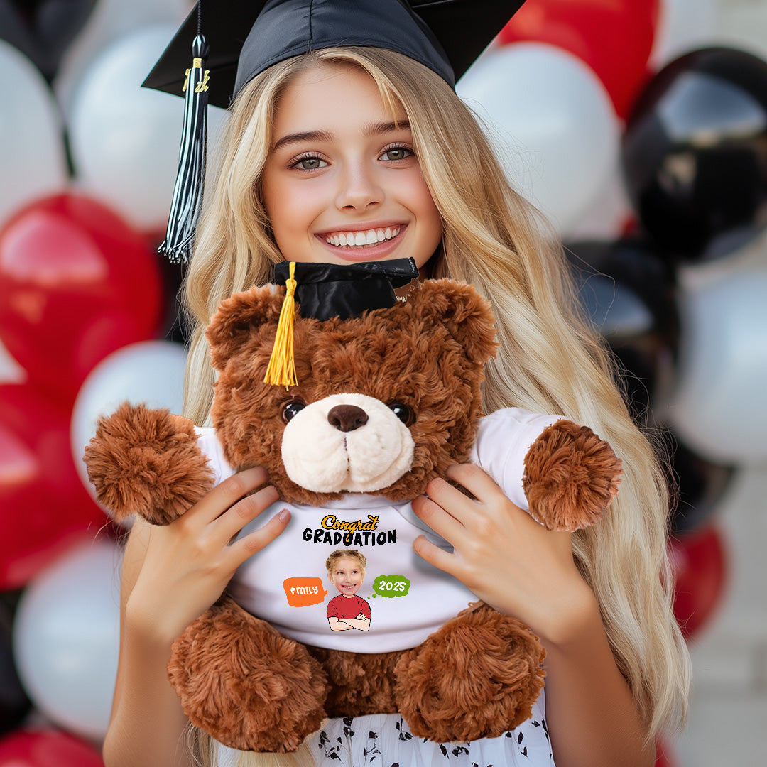 Kindergarten Class Of 2025 Graduate Bear With Cap - Teddy Bear With Personalized Shirt