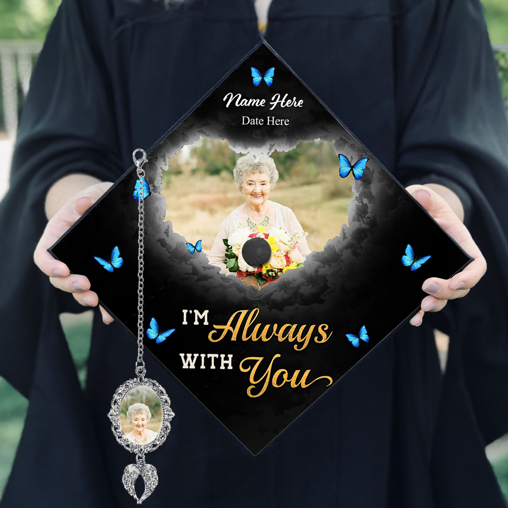Forever In My Heart - In Loving Memories Cap Topper - Custom Photo Tassel