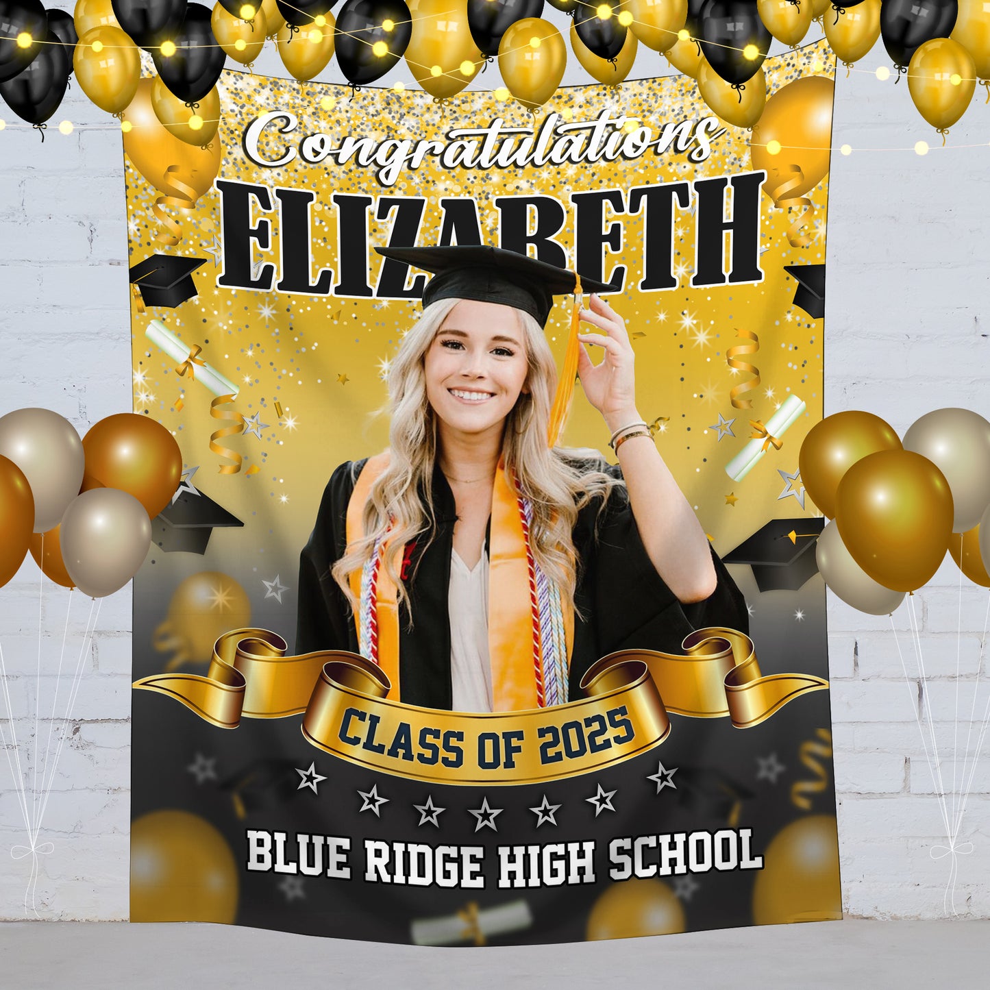 Congratulations Graduation Backdrop - Custom Class of 2025 Graduation Party Backdrop - Personalized Backdrop Graduation Party