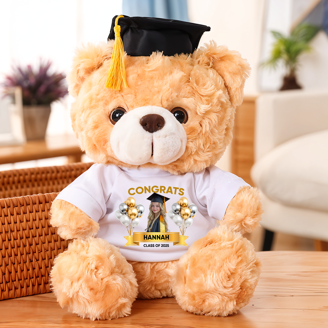 Class Of 2025 Congrats Graduate Bear With Cap - Teddy Bear With Personalized Shirt - 2
