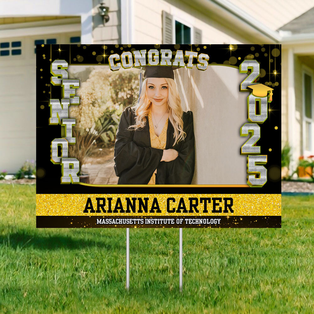 Senior 2025 Lawn Sign, Graduation Gift - Personalized Graduation Lawn Sign With Stake