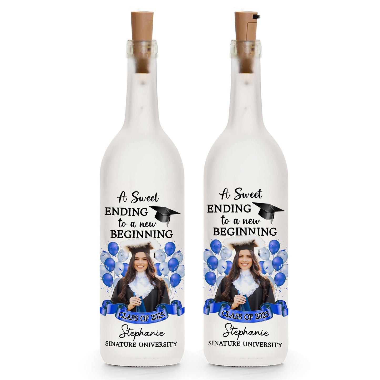 Congratulation Graduation A New Beginning - Personalized Bottle Lamp
