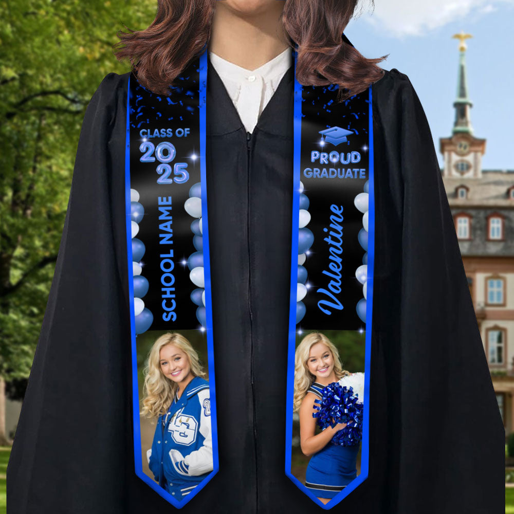 Bubble Color Class of 2025 Custom Graduation Stoles with Photo - Graduation Gift