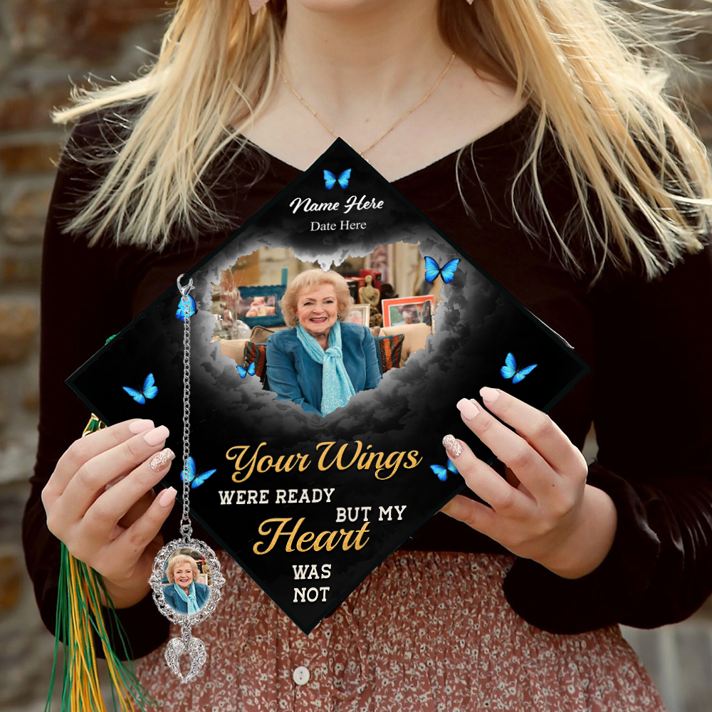 Forever In My Heart - In Loving Memories Cap Topper - Custom Photo Tassel