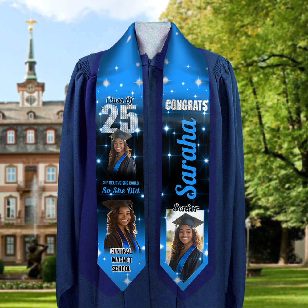 Custom Photo She Believed She Could So She Did Graduation Gift Stoles - Graduation Stoles