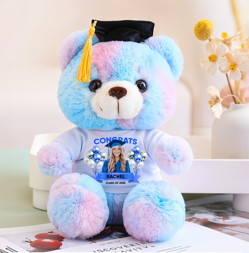 Class Of 2025 Congrats Candy Bear With Cap - Teddy Bear With Personalized Shirt