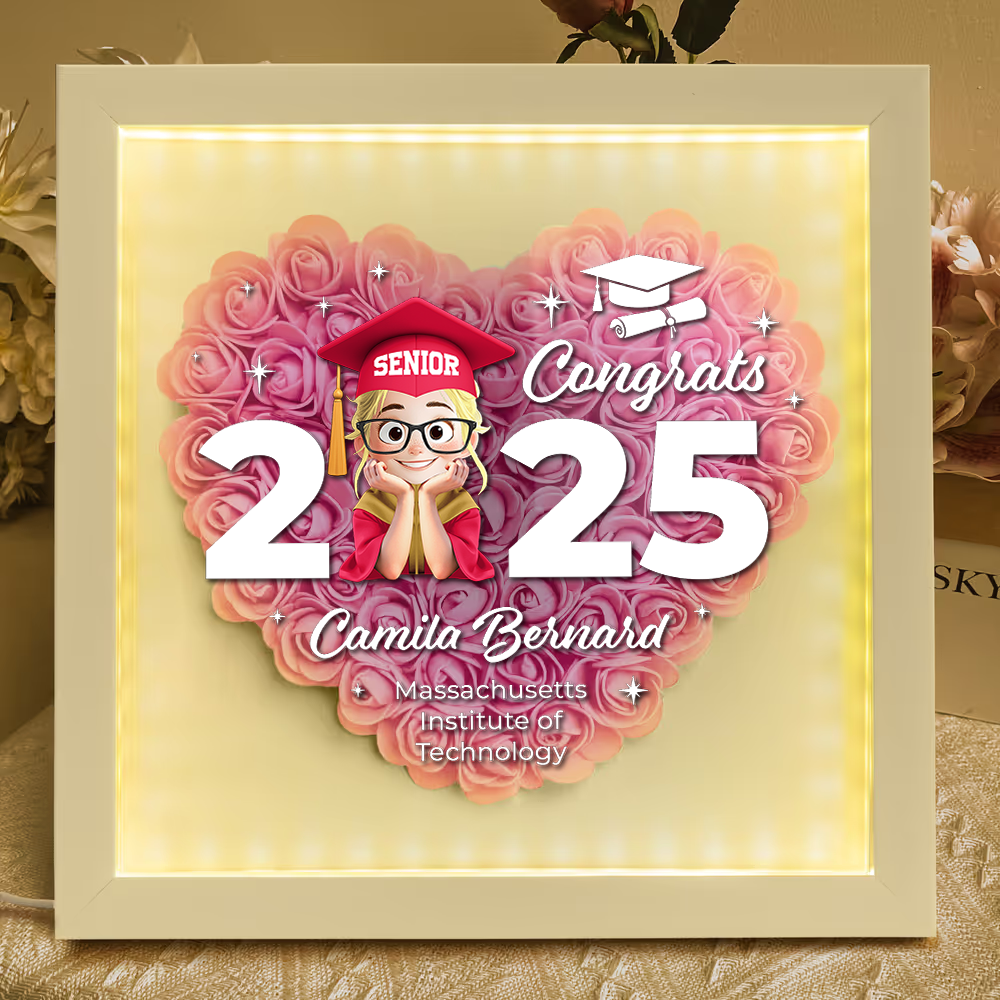 Class of 2025 Graduation LED Flowers Box - Personalized Flower Shadow Box