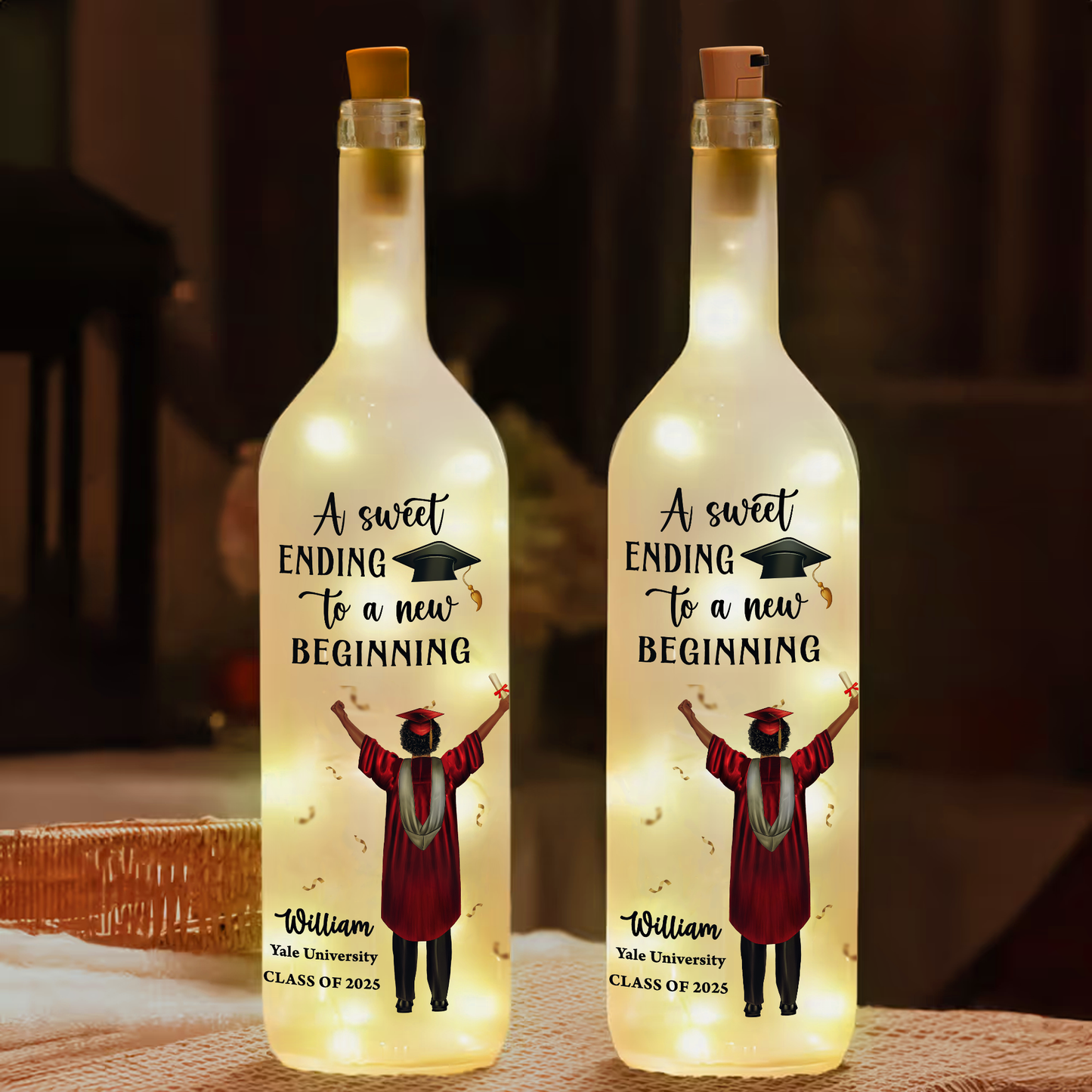 Congratulation Graduation A New Beginning - Personalized Bottle Lamp