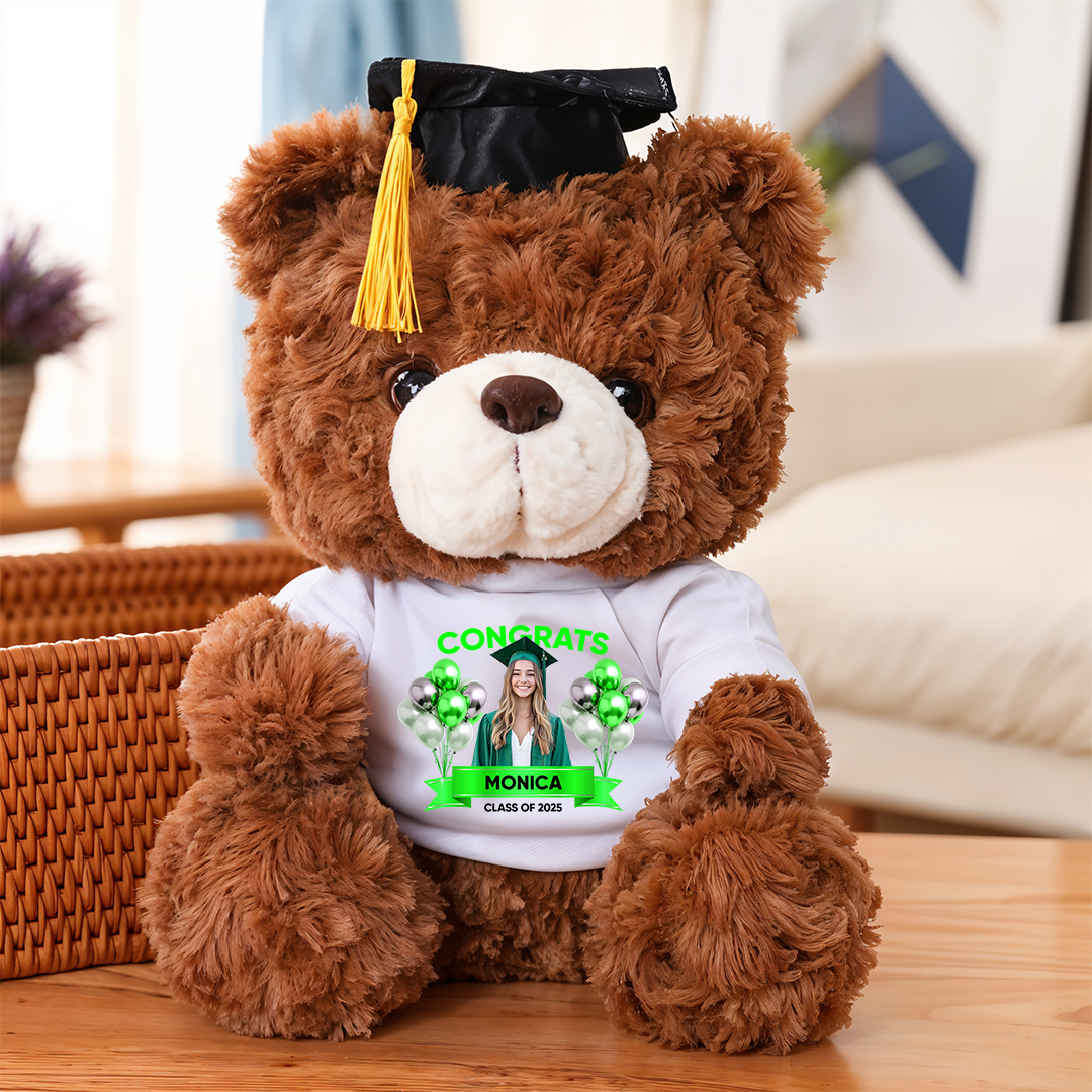 Class Of 2025 Congrats Graduate Bear With Cap - Teddy Bear With Personalized Shirt - 2