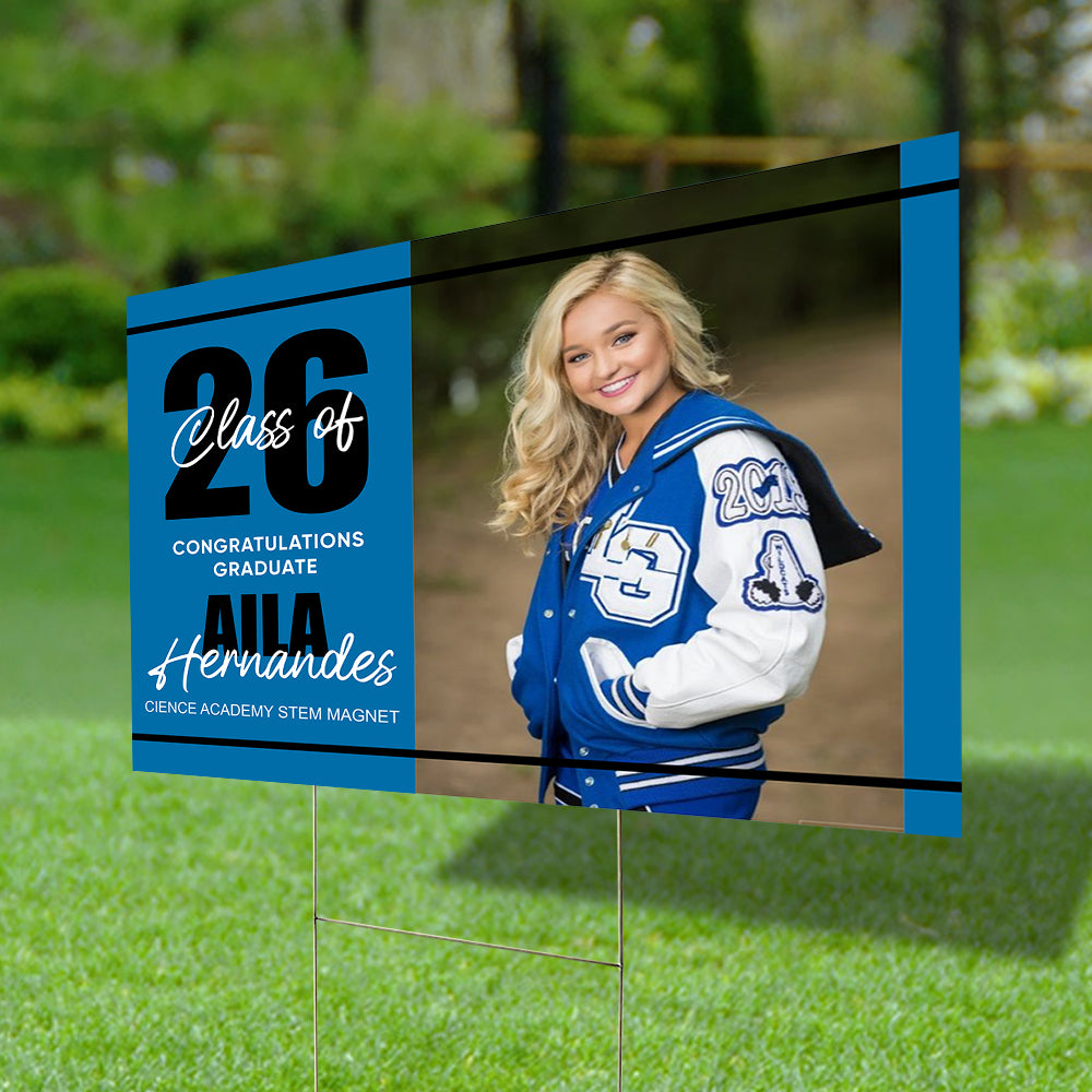 Congratulation Party Lawn Sign, Graduation Gift - Personalized Graduation Lawn Sign With Stake
