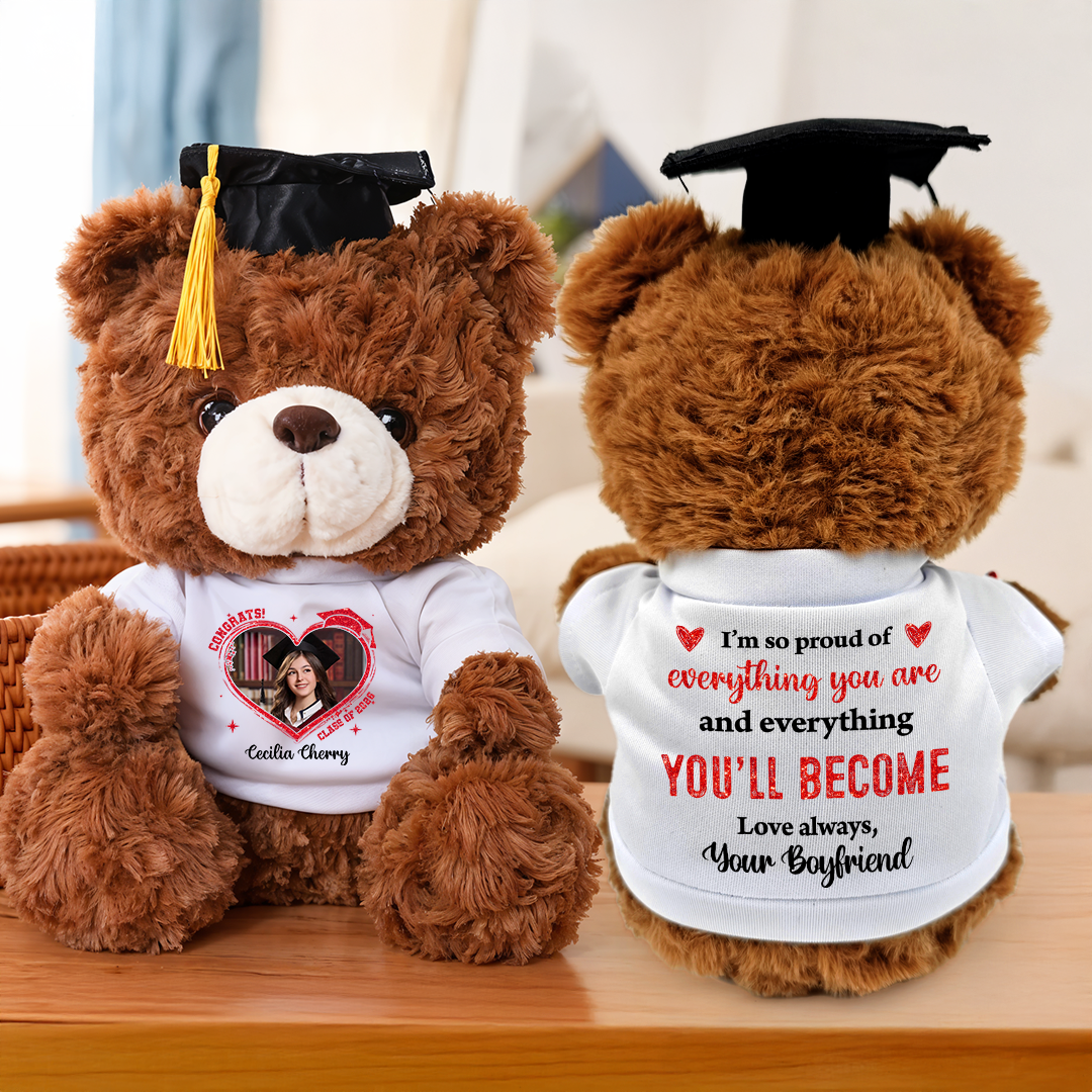 I’m So Proud Of Everything You Are Grad Bear With Cap - Teddy Bear With Personalized Shirt