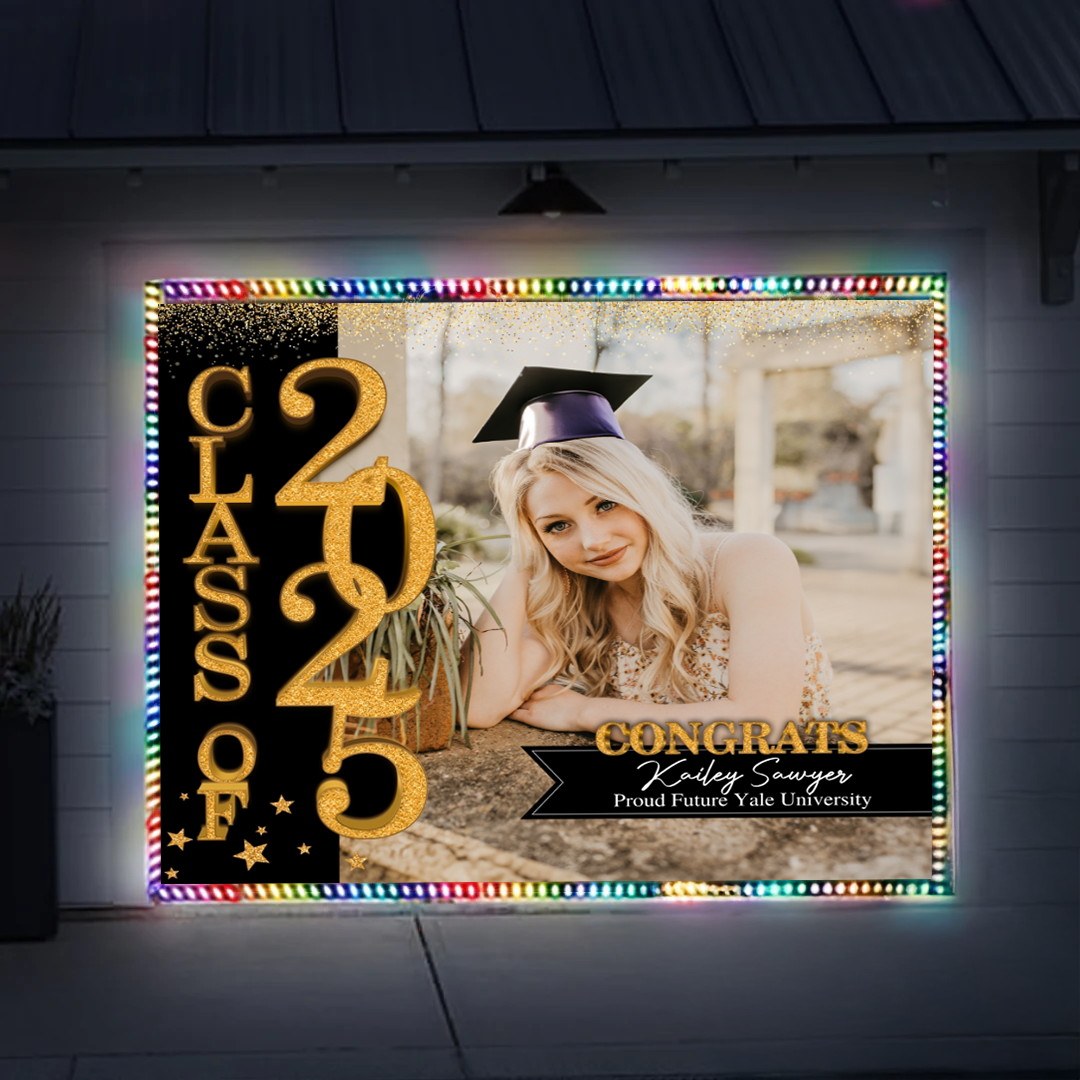 Gradcustom GIitter Styles 2025 Congratulations Class Of 2025 - Graduation Garage Door Decoration
