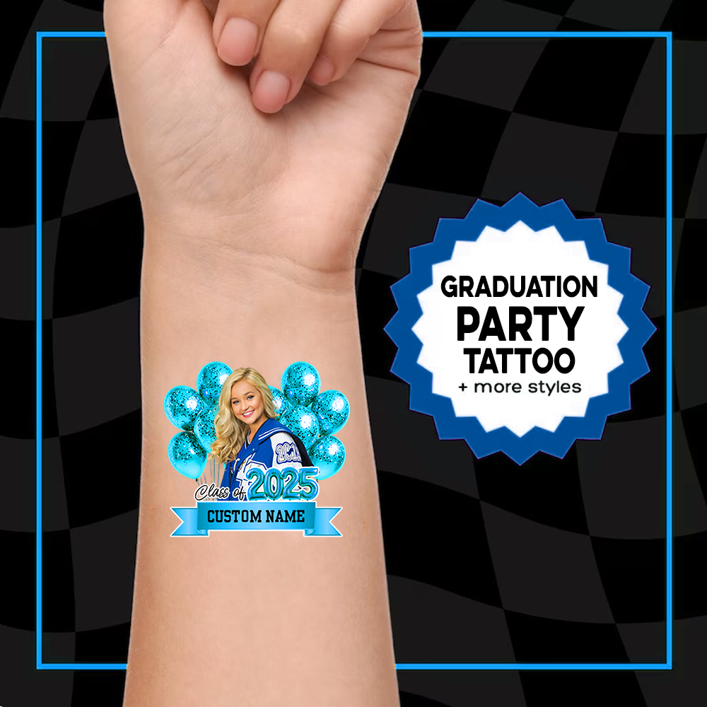 Balloon Personalized Congrats Class Of 2025 Tattoos - Graduation Party