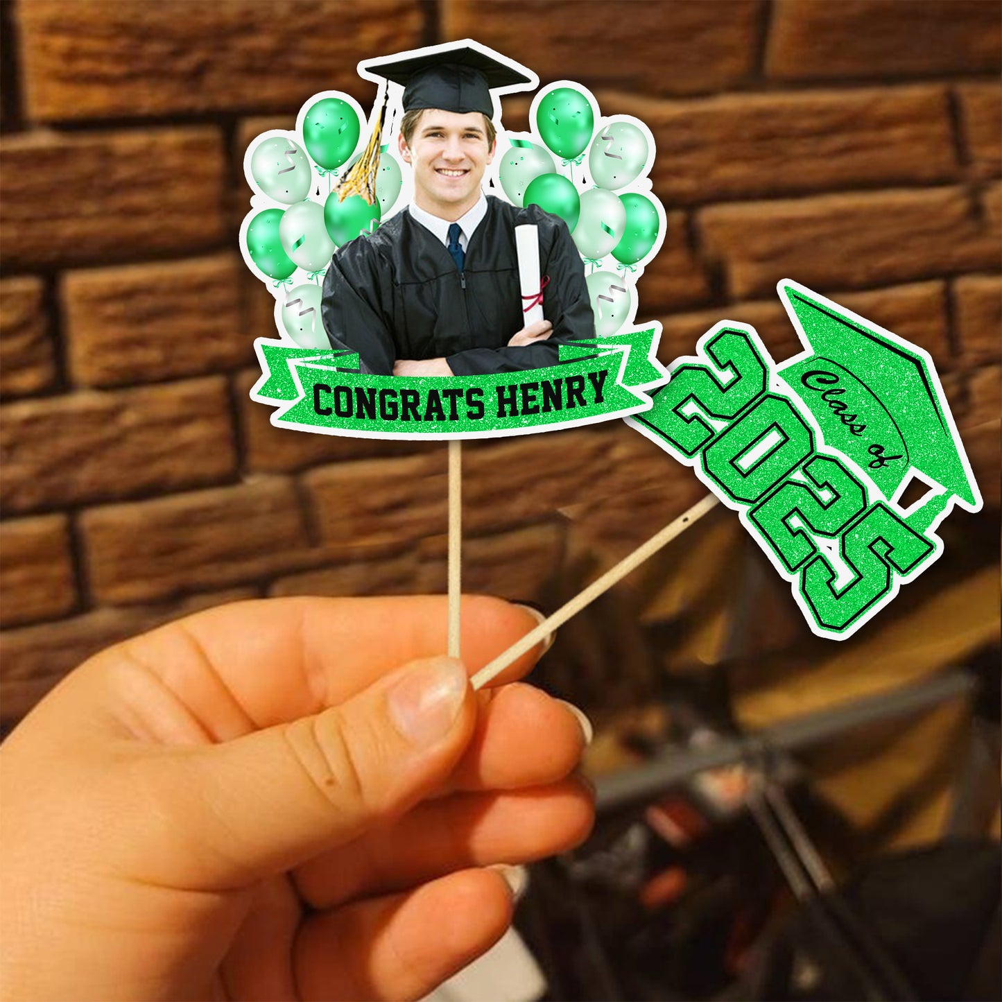 Custom Face Graduation Cupcake Toppers, Graduation Decorations - Cake Topper Only Paper
