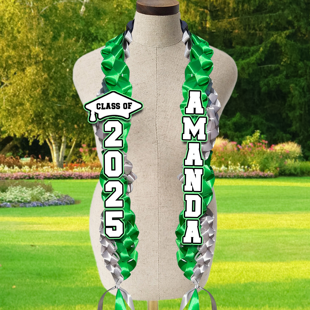 Honor Ribbon Lei With Name Class Of 2025 Lei - Personalized Braided Ribbon Twist Lei’s