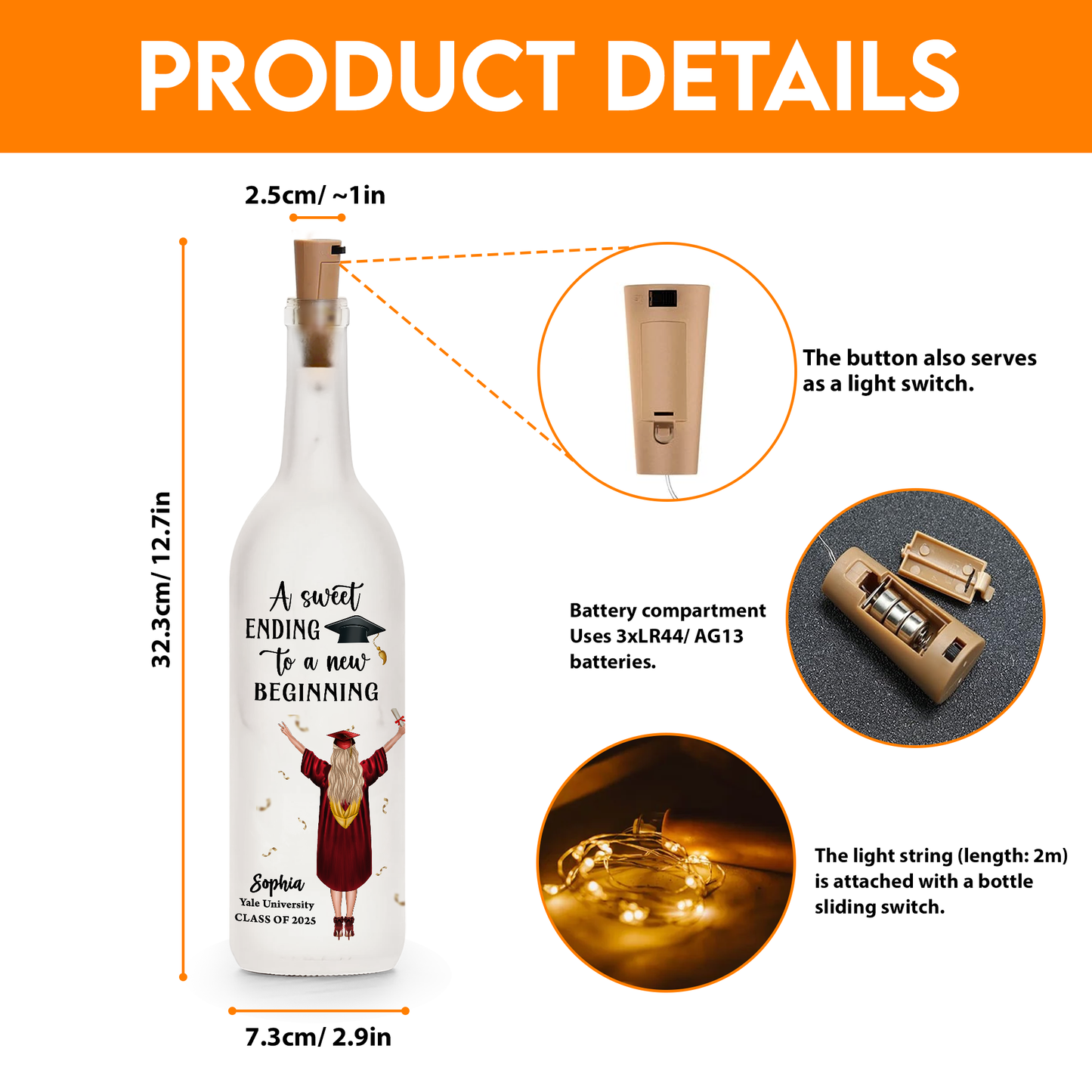 Congratulation Graduation A New Beginning - Personalized Bottle Lamp