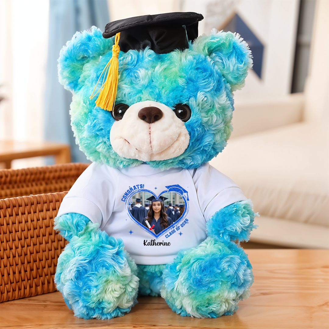 We’re Watching Over You, So Proud Grad Bear With Cap - Teddy Bear With Personalized Shirt - Memory Bear