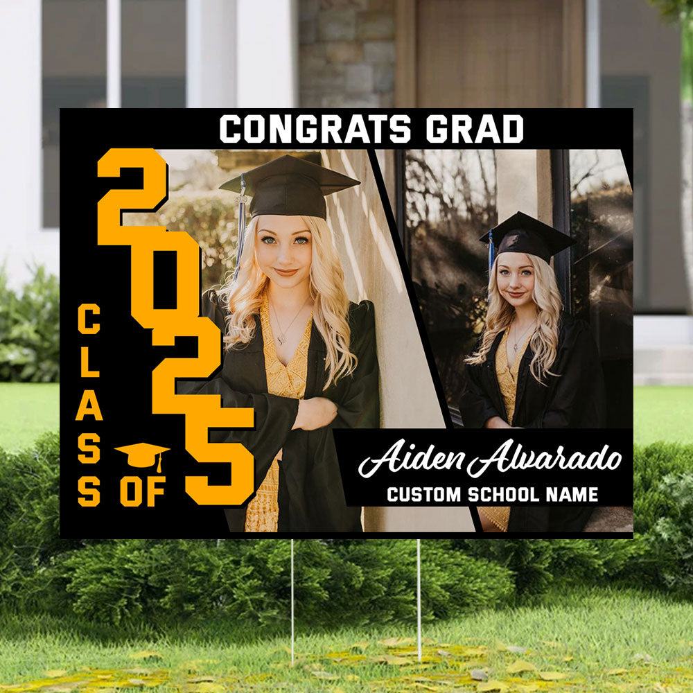 Graduation Party Class Of 2025 Lawn Sign, Graduation Gift - Personalized Graduation Lawn Sign With Stake