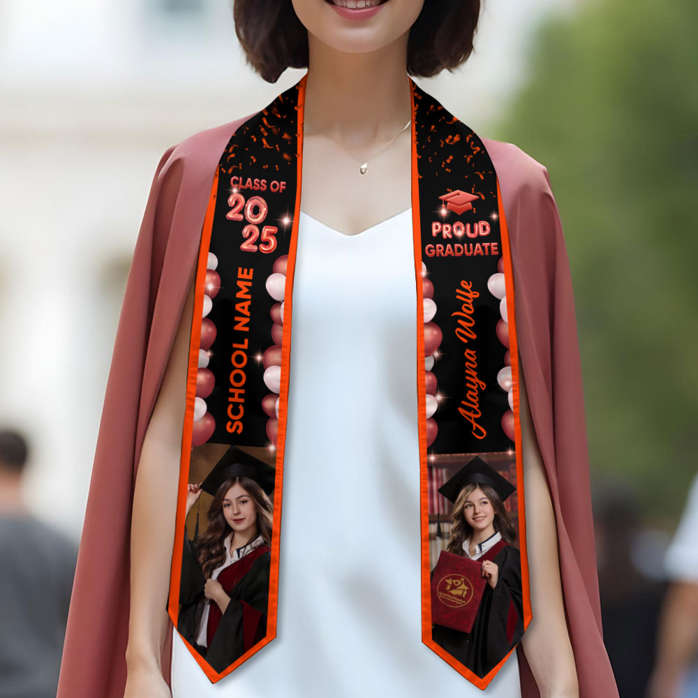Bubble Color Class of 2025 Custom Graduation Stoles with Photo - Graduation Gift