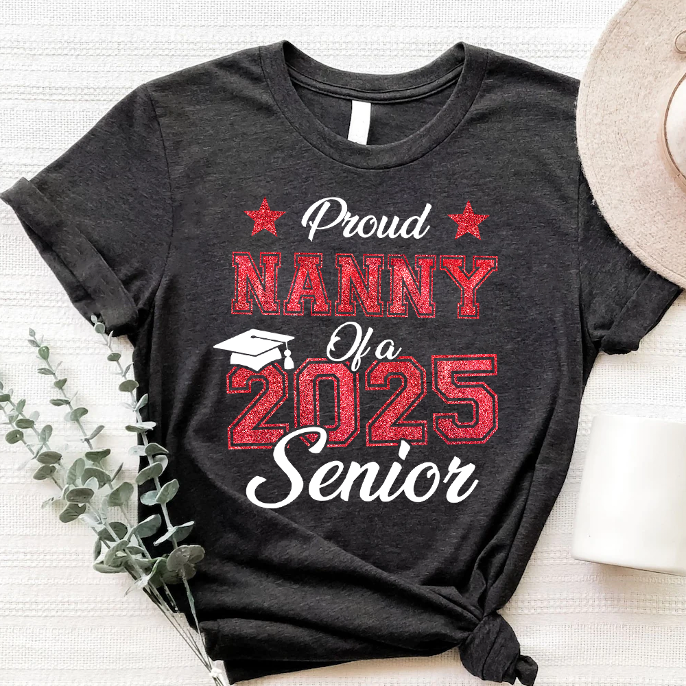 Proud Senior Glitter Shirt 2025 Graduation Class Of 2025 T-Shirt - Graduation Unisex T-Shirt