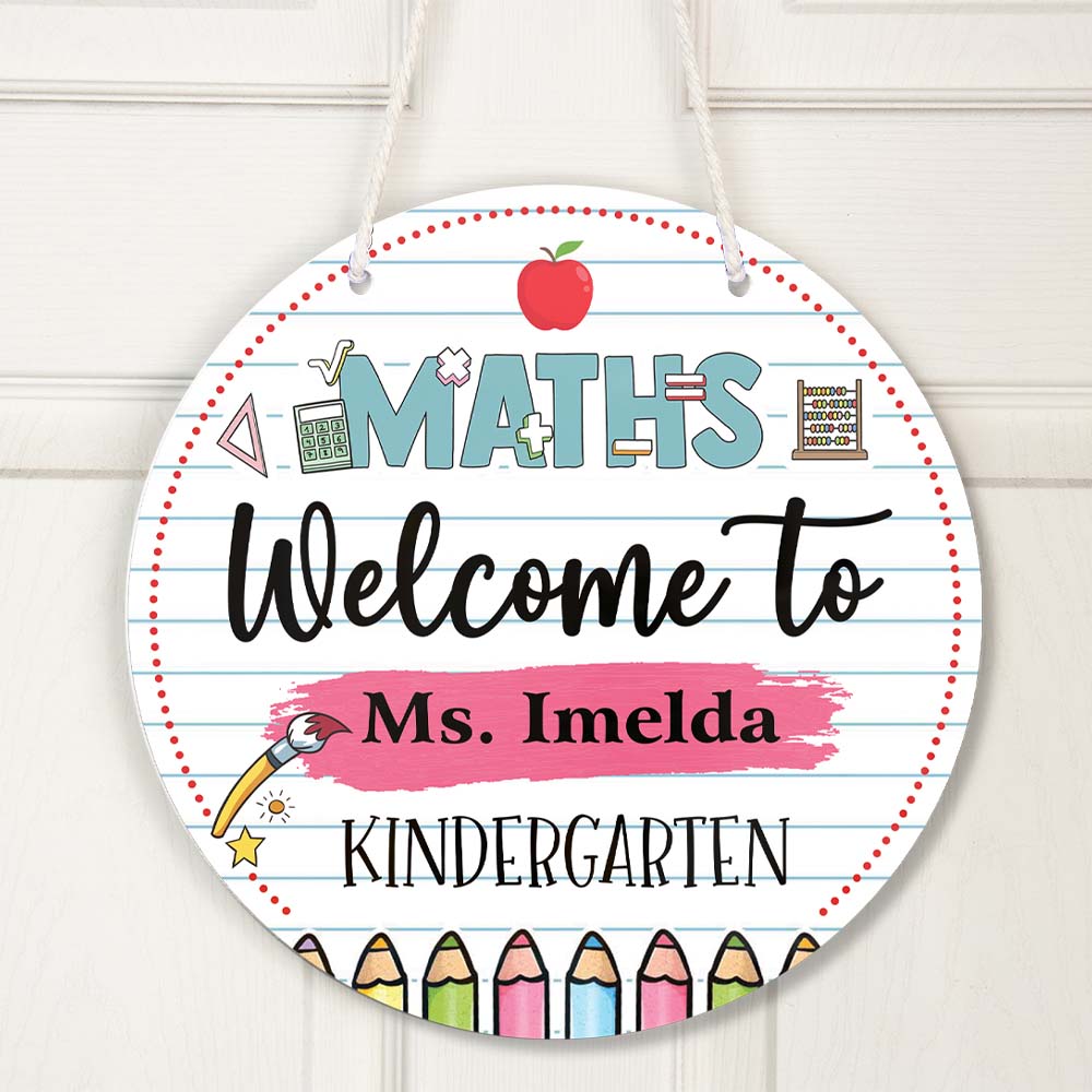Custom Teacher Name Haning Door - Personalized Custom Shape Window Hanging Acrylic - Teacher Name Sign For Classroom