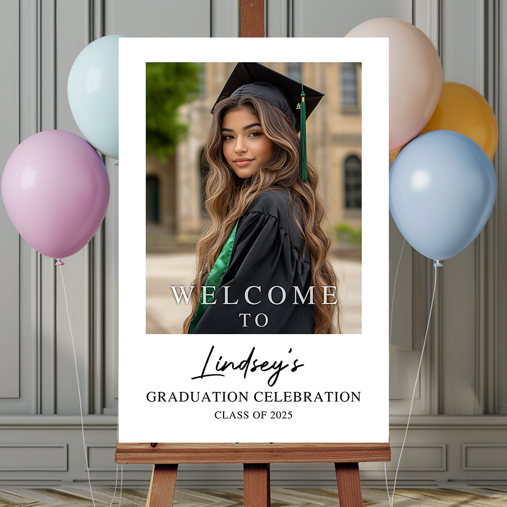 Custom Class Of 2025 - Graduation Party Welcome Sign - Custom Photo Grad Party Sign - Personalized Graduation Decoration - Graduation Sign