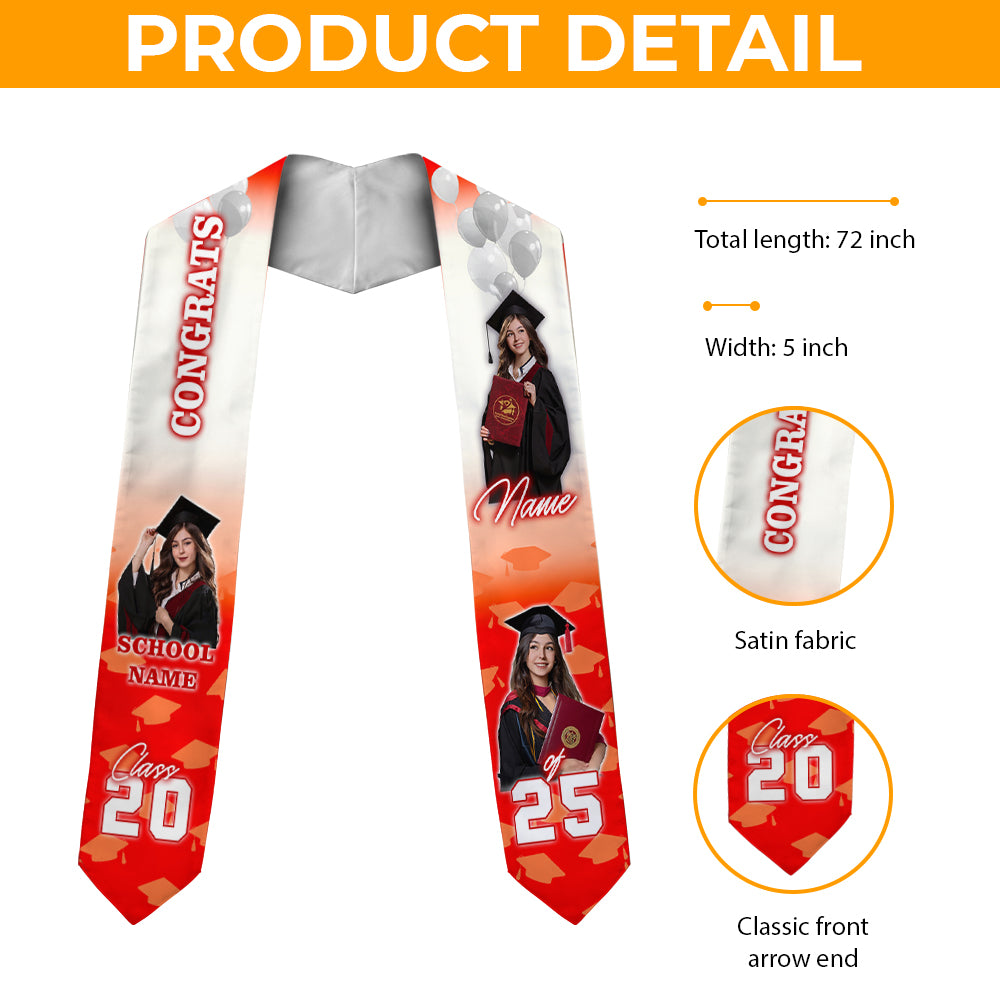 Congrats Graduatoion - Custom Graduation Stoles with Photo - Graduation Gift