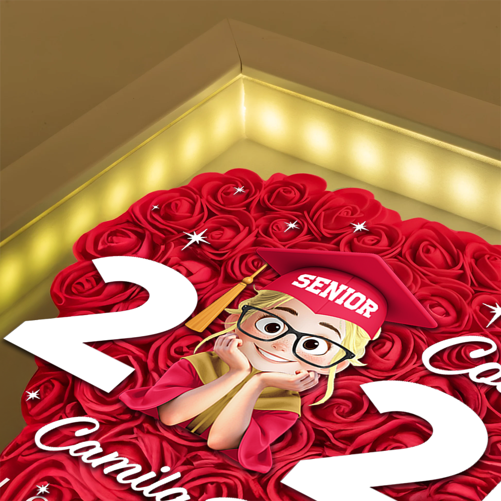 Class of 2025 Graduation LED Flowers Box - Personalized Flower Shadow Box