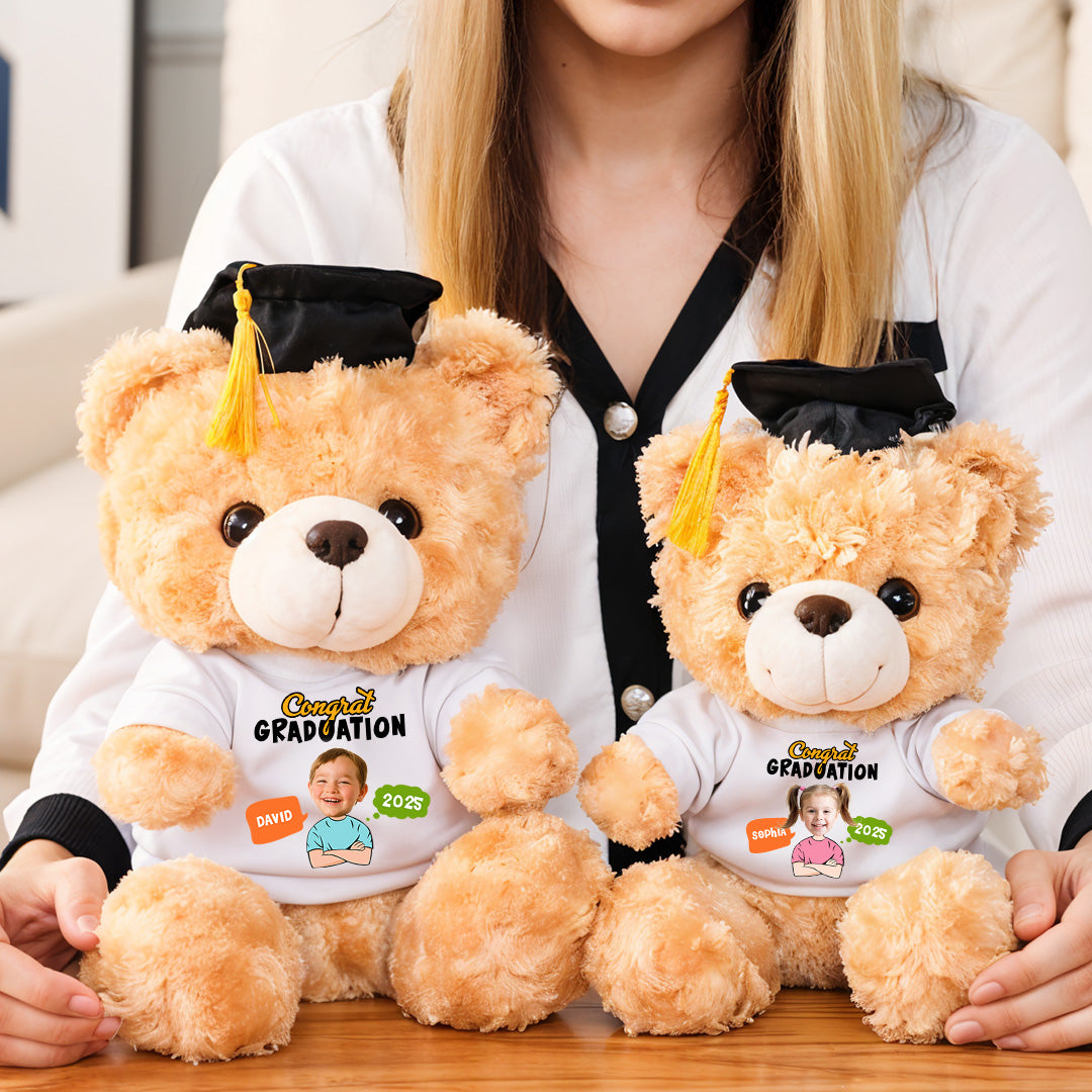 Kindergarten Class Of 2025 Graduate Bear With Cap - Teddy Bear With Personalized Shirt