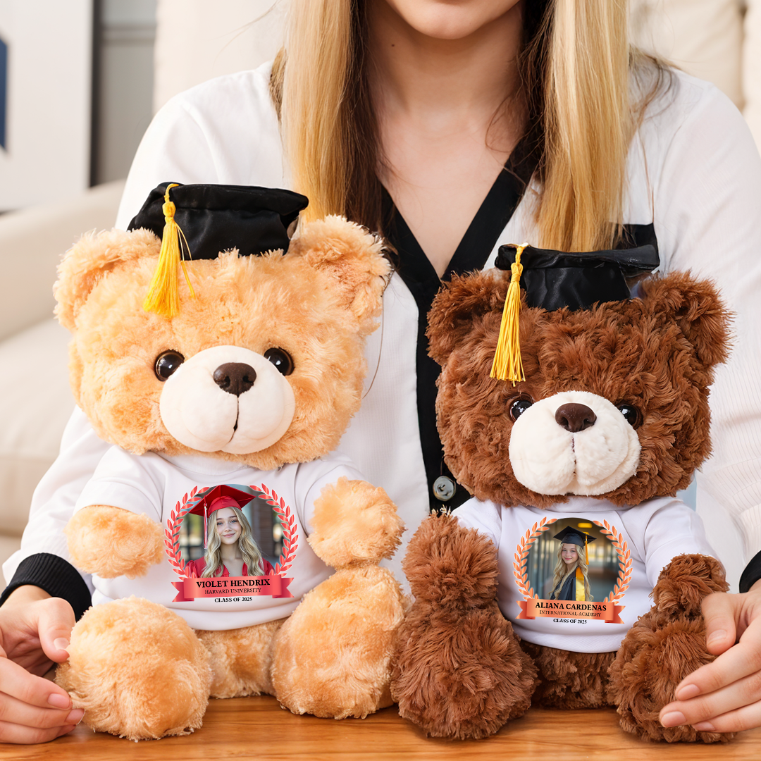 Graduation Celebration Class Of 2025 Congrats Graduate Bear With Cap - Teddy Bear With Personalized Shirt