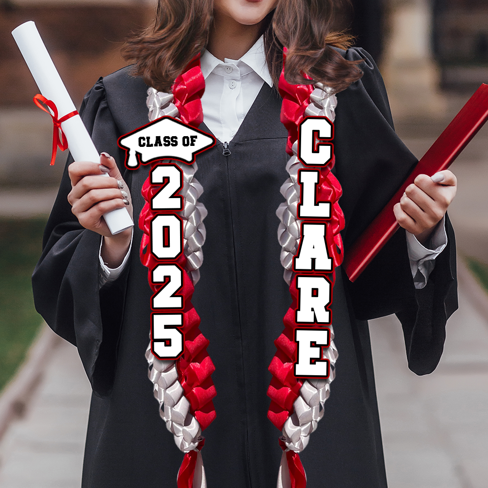 Honor Ribbon Lei With Name Class Of 2025 Lei - Personalized Braided Ribbon Twist Lei’s