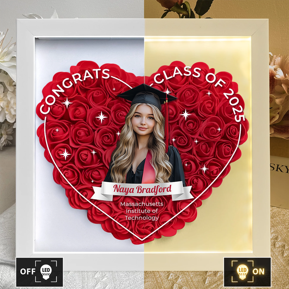 Class of 2025 Graduation Gift Box - Personalized Flower Shadow Box
