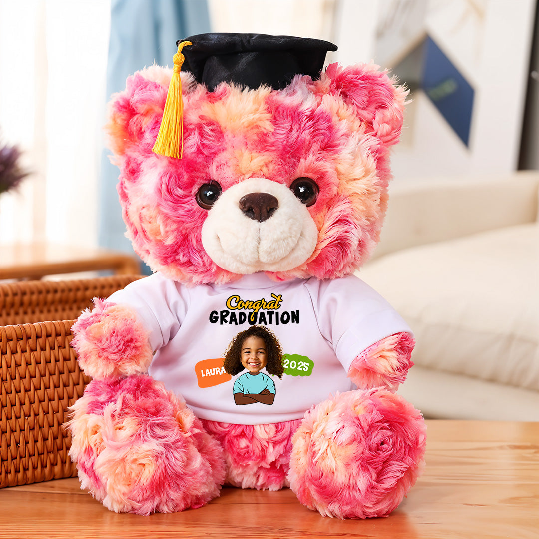 Kindergarten Class Of 2025 Graduate Bear With Cap - Teddy Bear With Personalized Shirt