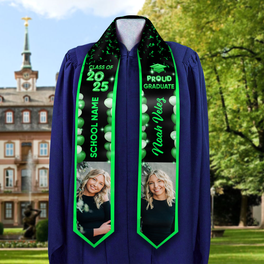 Bubble Color Class of 2025 Custom Graduation Stoles with Photo - Graduation Gift