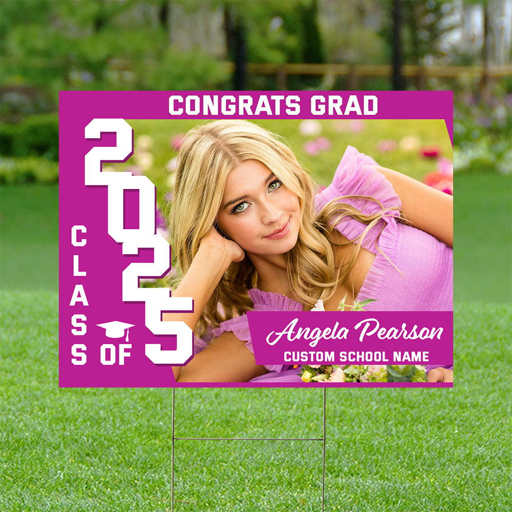 Graduation Party Class Of 2025 Lawn Sign, Graduation Gift - Personalized Graduation Lawn Sign With Stake