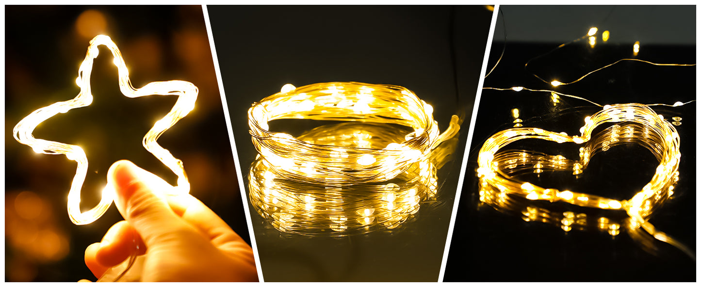 Mini Fairy Lights, Led Waterproof String Twinkle Lights for Decoration(Warm White, Battery not included)