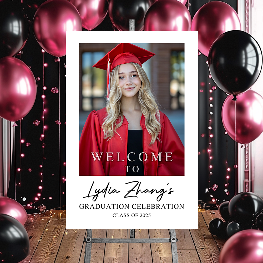 Custom Class Of 2025 - Graduation Party Welcome Sign - Custom Photo Grad Party Sign - Personalized Graduation Decoration - Graduation Sign