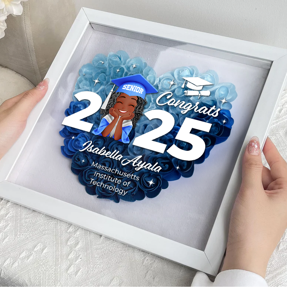 Class of 2025 Graduation LED Flowers Box - Personalized Flower Shadow Box