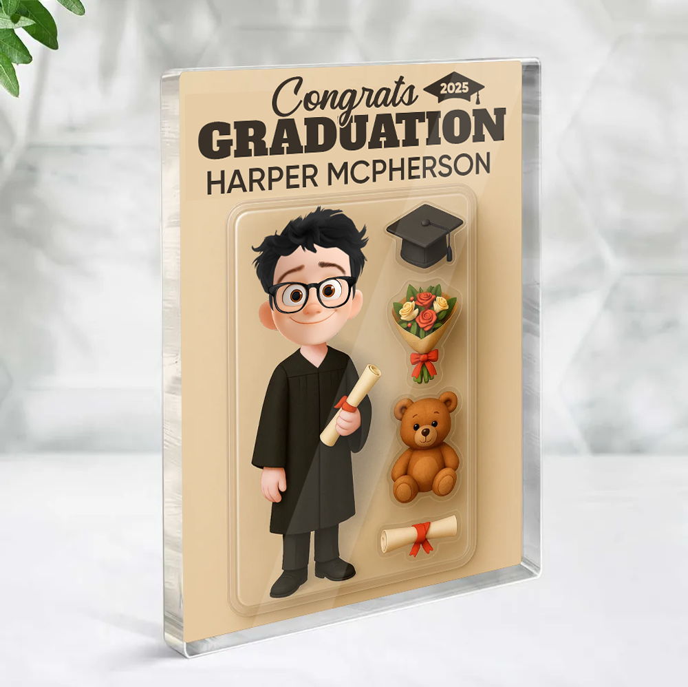 Congrats Graduation - Graduation Gift - Custom Figure Personalized Acrylic Block Plaque