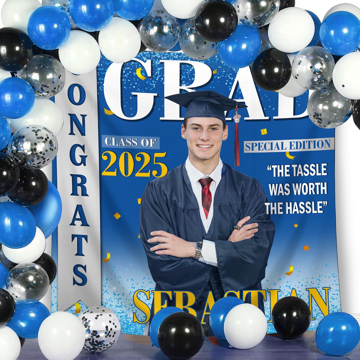The Tassle Was Worth The Hassle Custom Graduation Party Backdrop - Personalized Party Decor