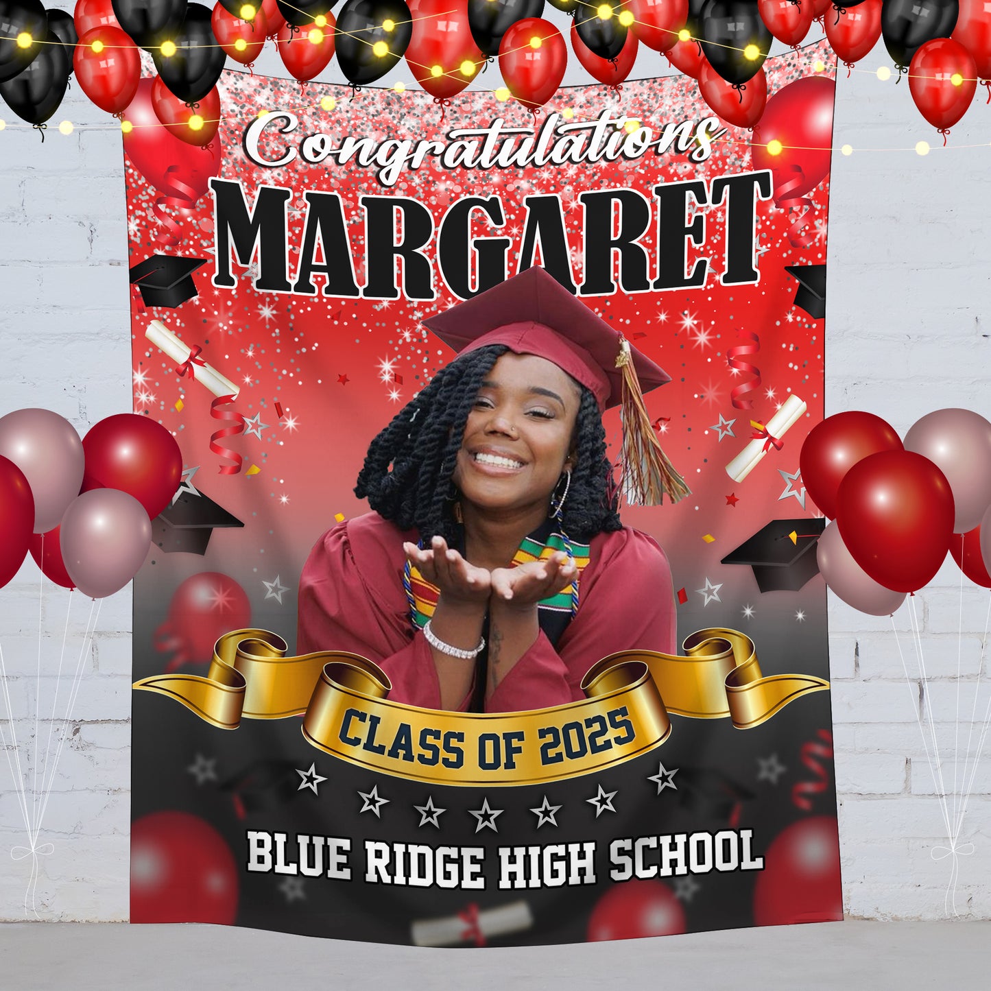 Congratulations Graduation Backdrop - Custom Class of 2025 Graduation Party Backdrop - Personalized Backdrop Graduation Party