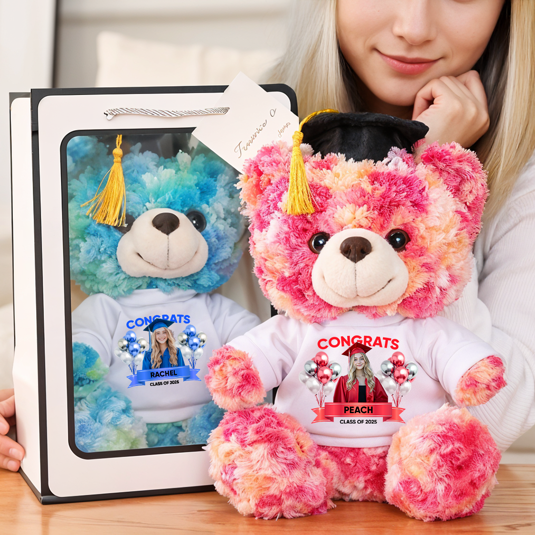 Class Of 2025 Congrats Graduate Bear With Cap - Teddy Bear With Personalized Shirt - 2