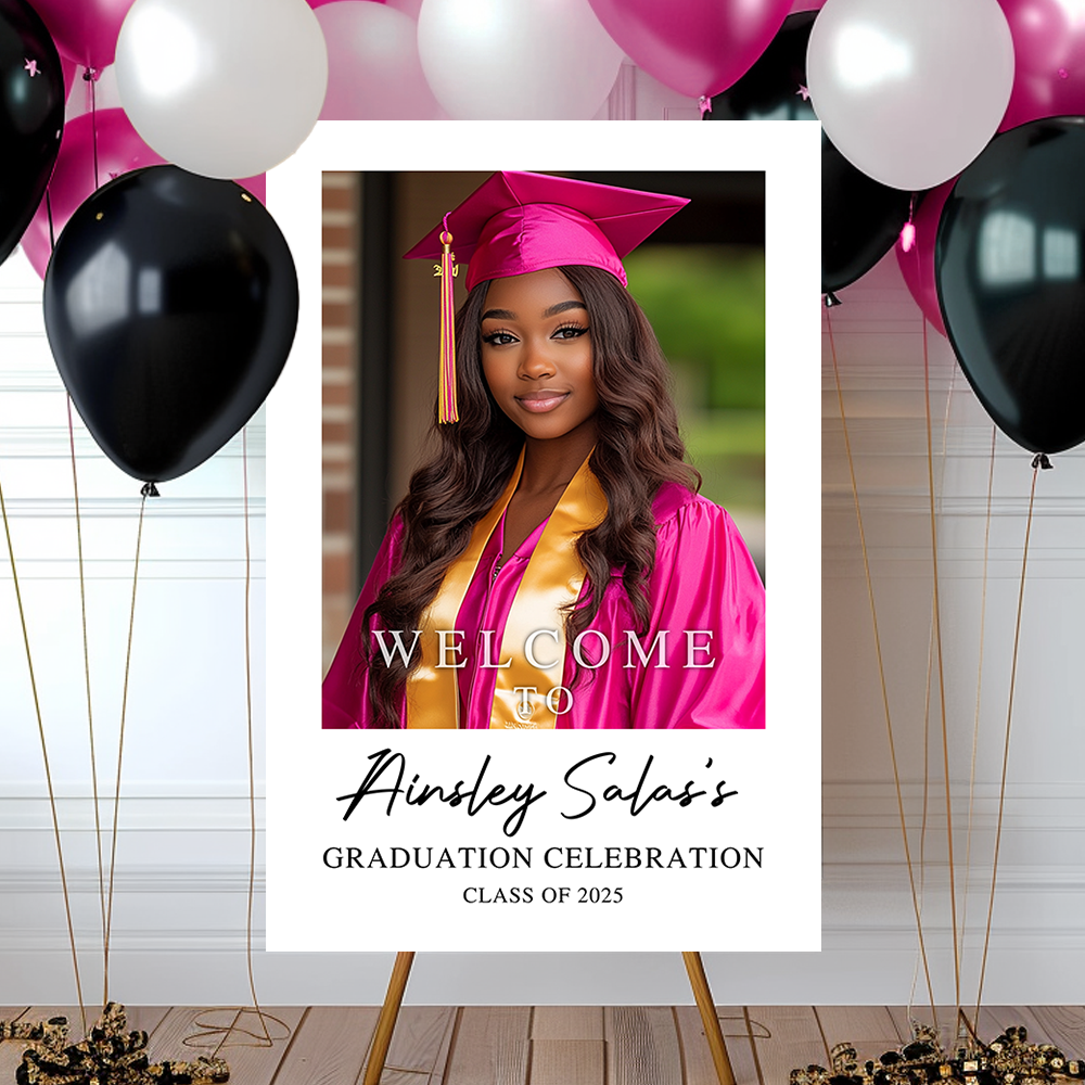 Custom Class Of 2025 - Graduation Party Welcome Sign - Custom Photo Grad Party Sign - Personalized Graduation Decoration - Graduation Sign
