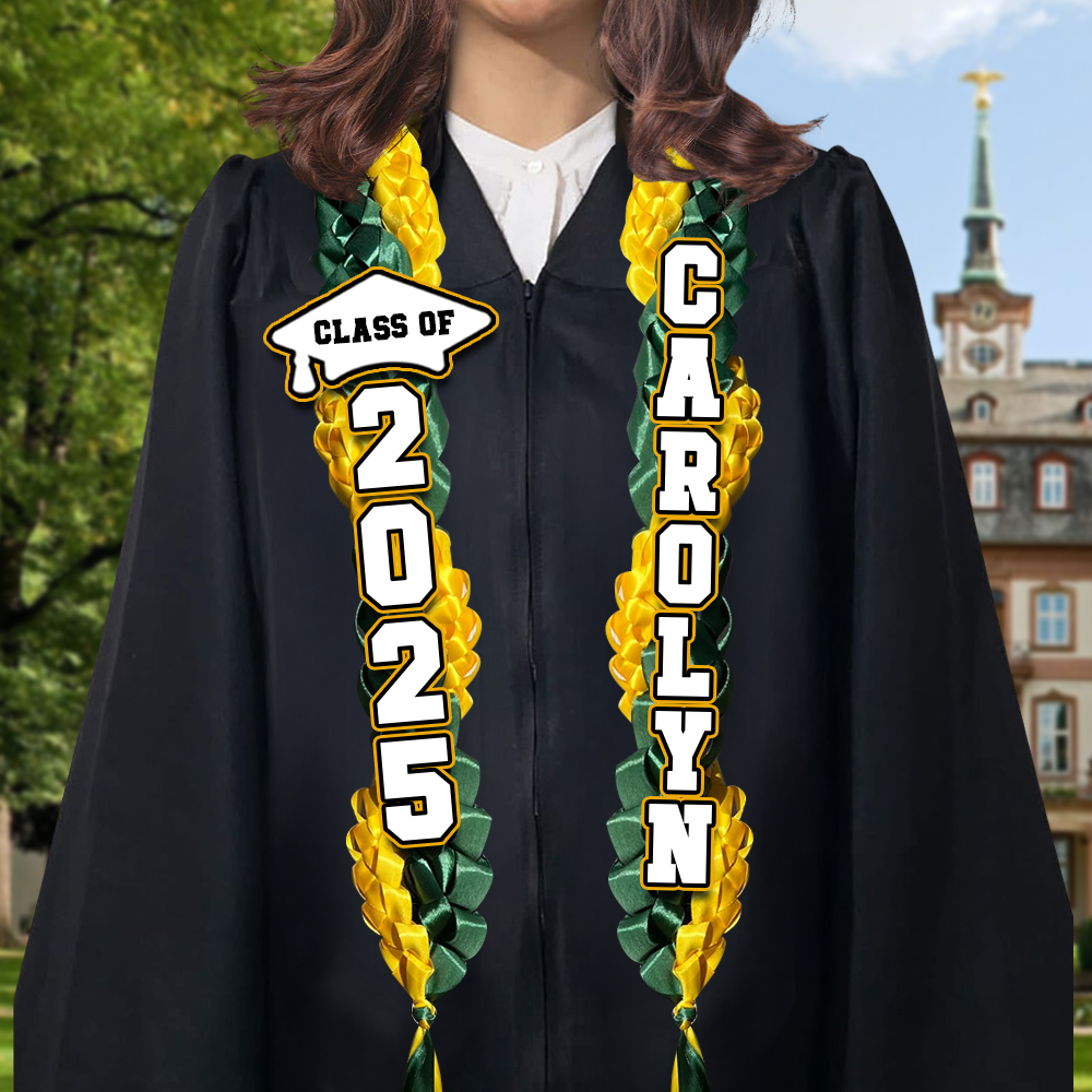 Honor Ribbon Lei With Name Class Of 2025 Lei - Personalized Braided Ribbon Twist Lei’s